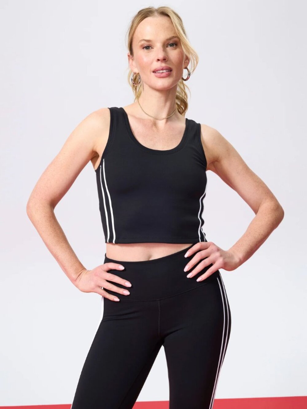 TEREZ - TLC Piping Crop Top in Black and White Regular price